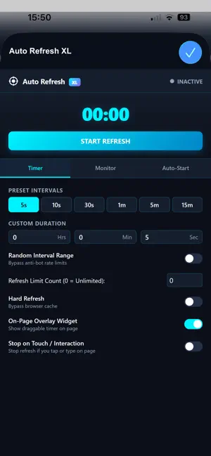 Auto Refresh XL for Safari screenshot 1