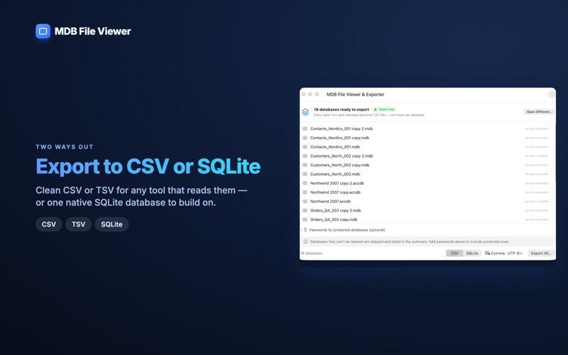MDB File Viewer & Exporter screenshot