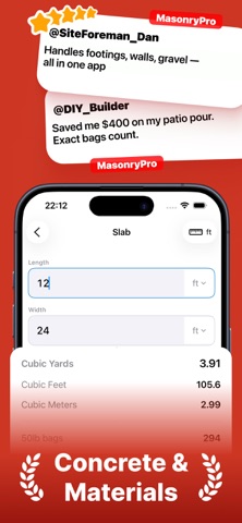 Concrete Calculator - Slab iPhone screenshot