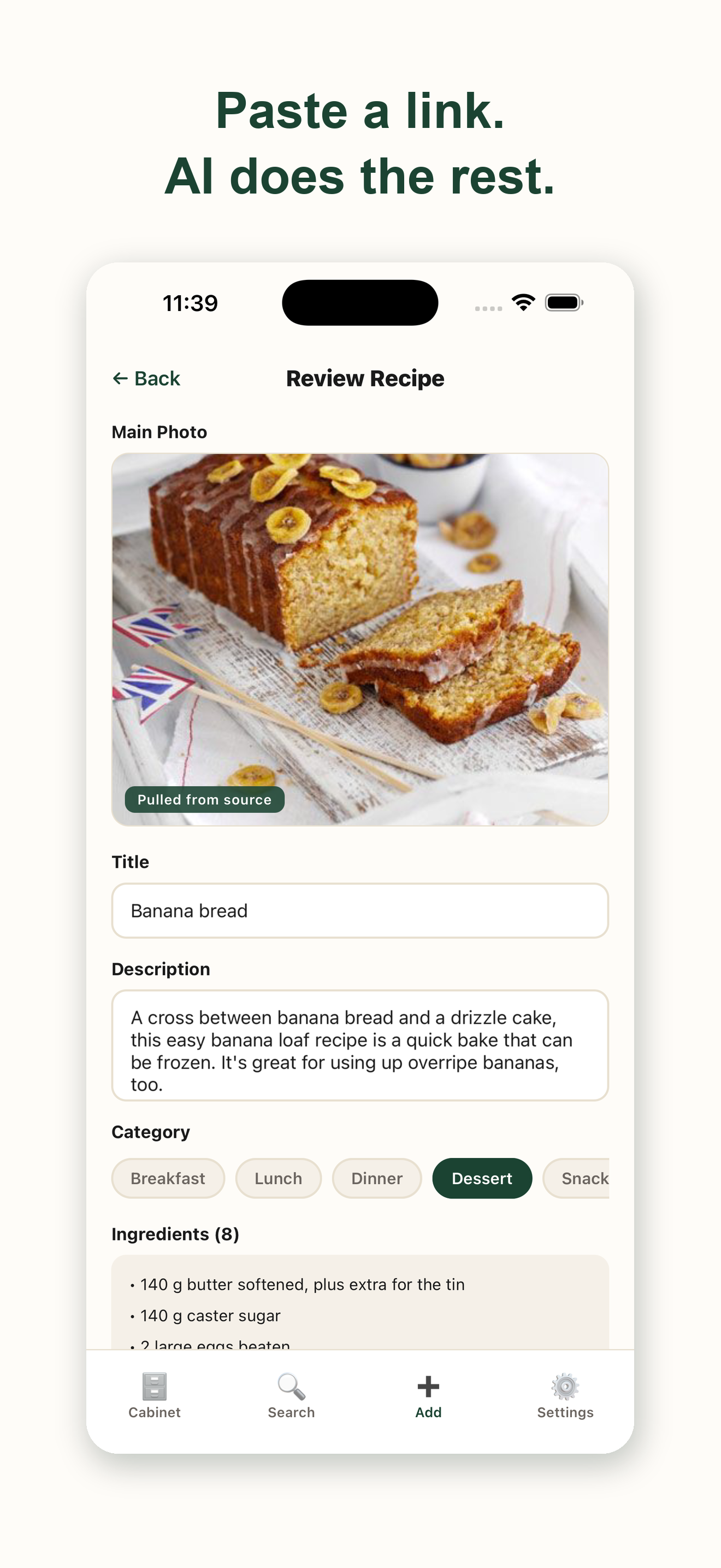 Chef's Cabinet: Recipe Saver