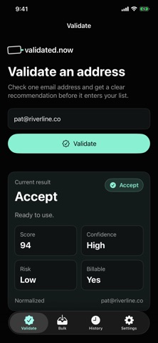 validated.now Screenshot 1 of 3