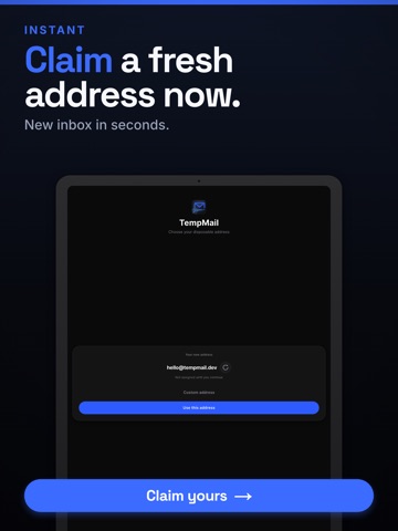 TempMail - Temp Mail Address iPad screenshot