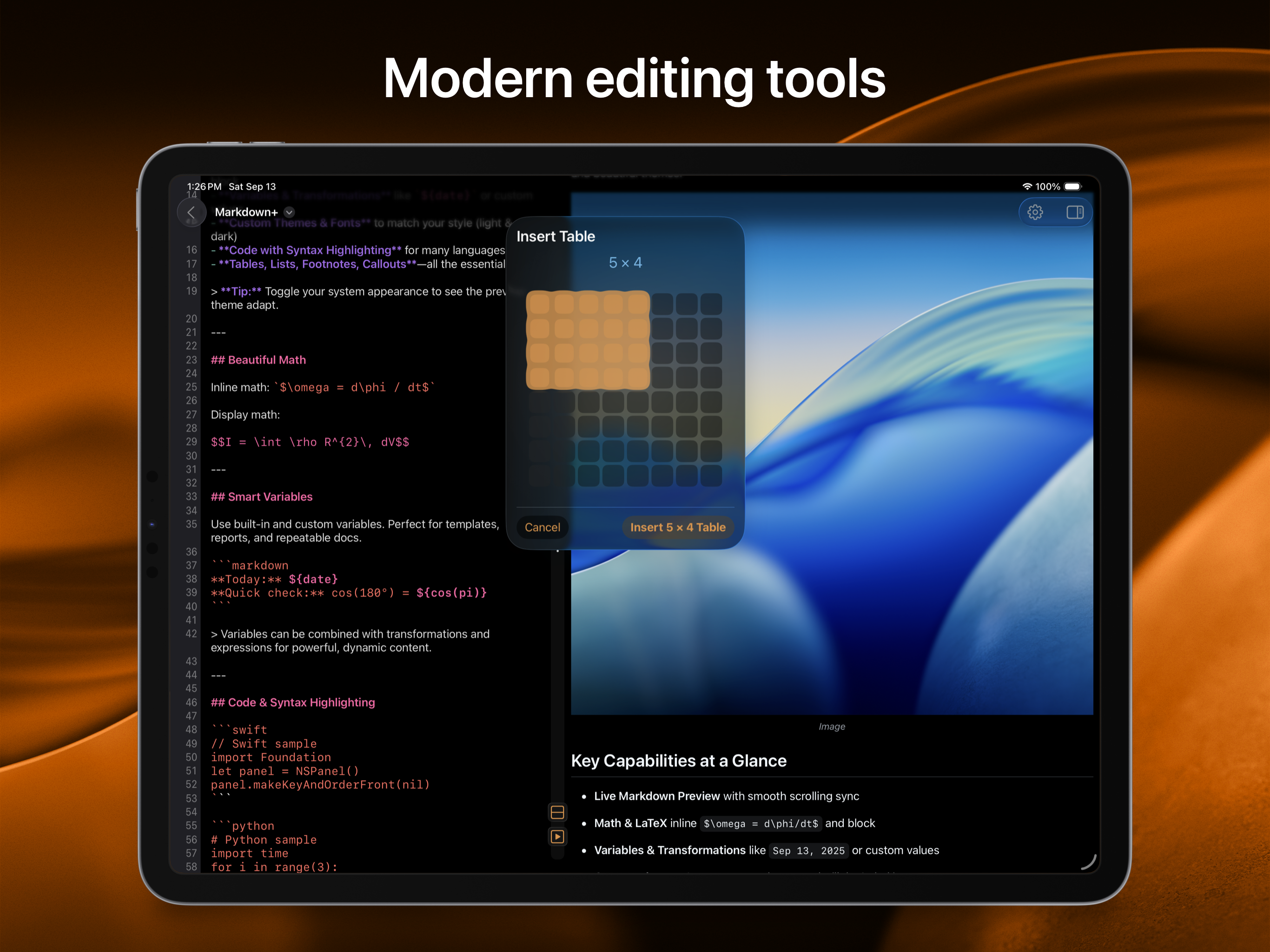 Markdown+ Text & Code Editor