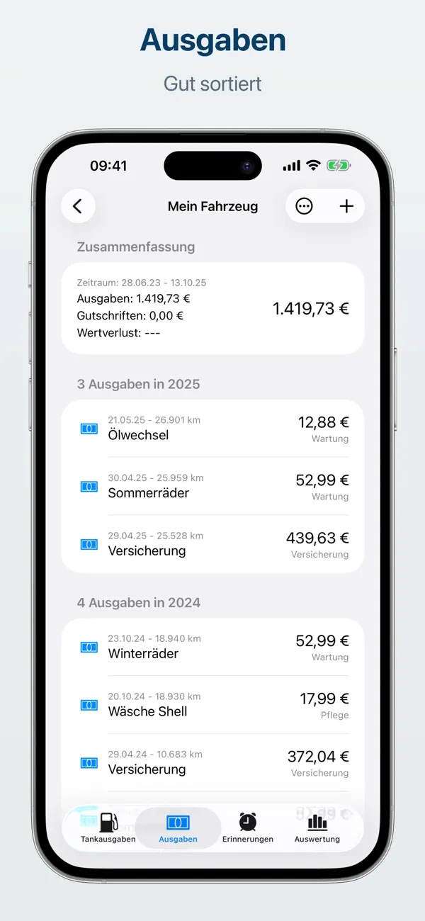 FuelMe - Tankbuch iPhone App Screenshot 2 – Produktivität