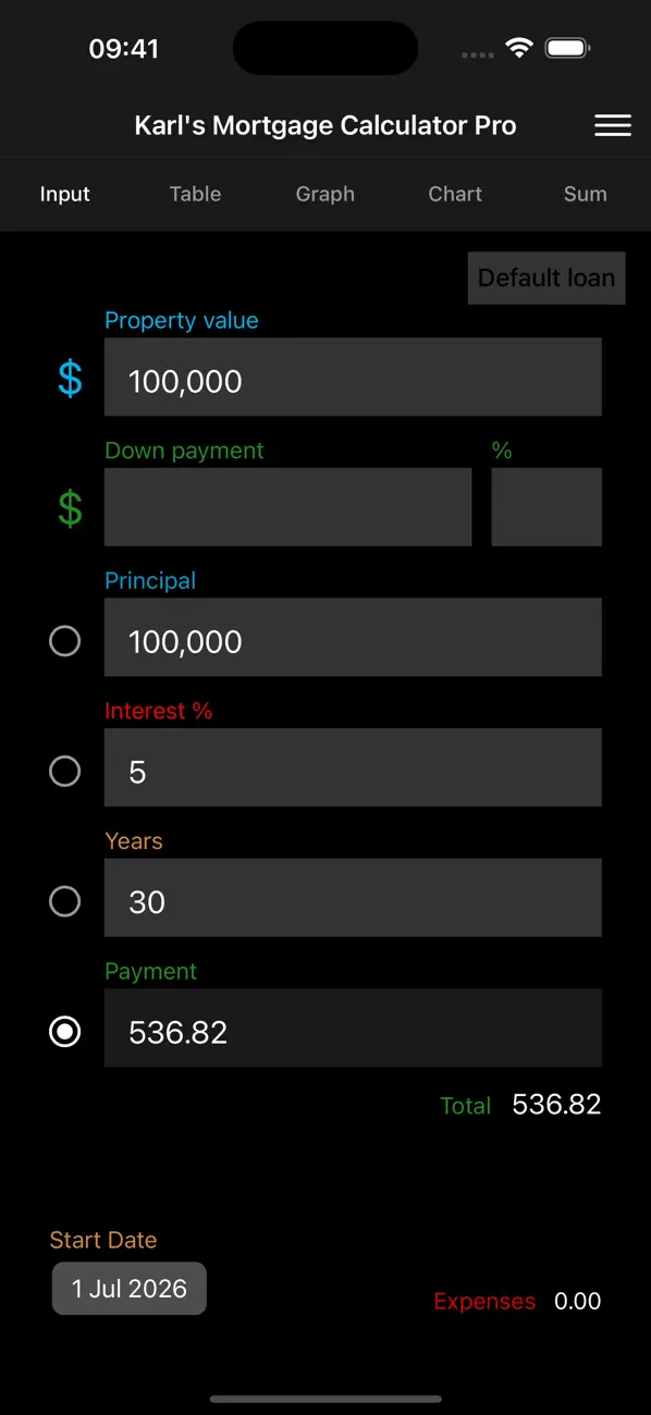 Screenshot #1 pour Karl's Mortgage Calculator Pro