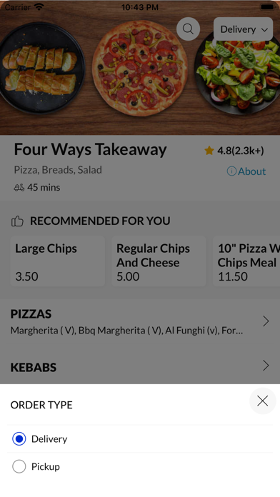 Four Ways Takeaway Screenshot