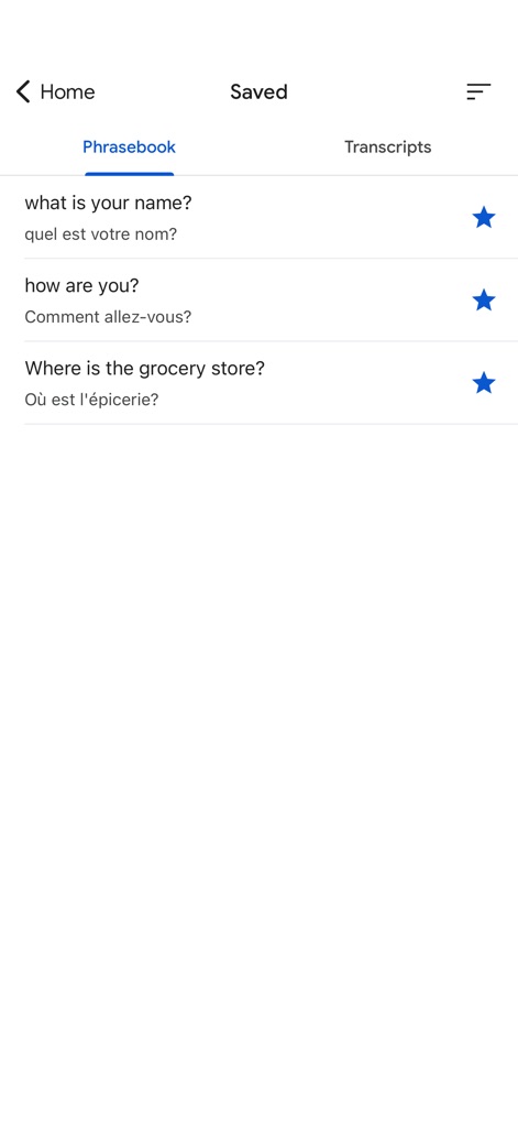 Google Translate - Organized Phrasebook