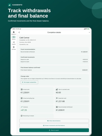 Kassento: Cash Closing iPad screenshot