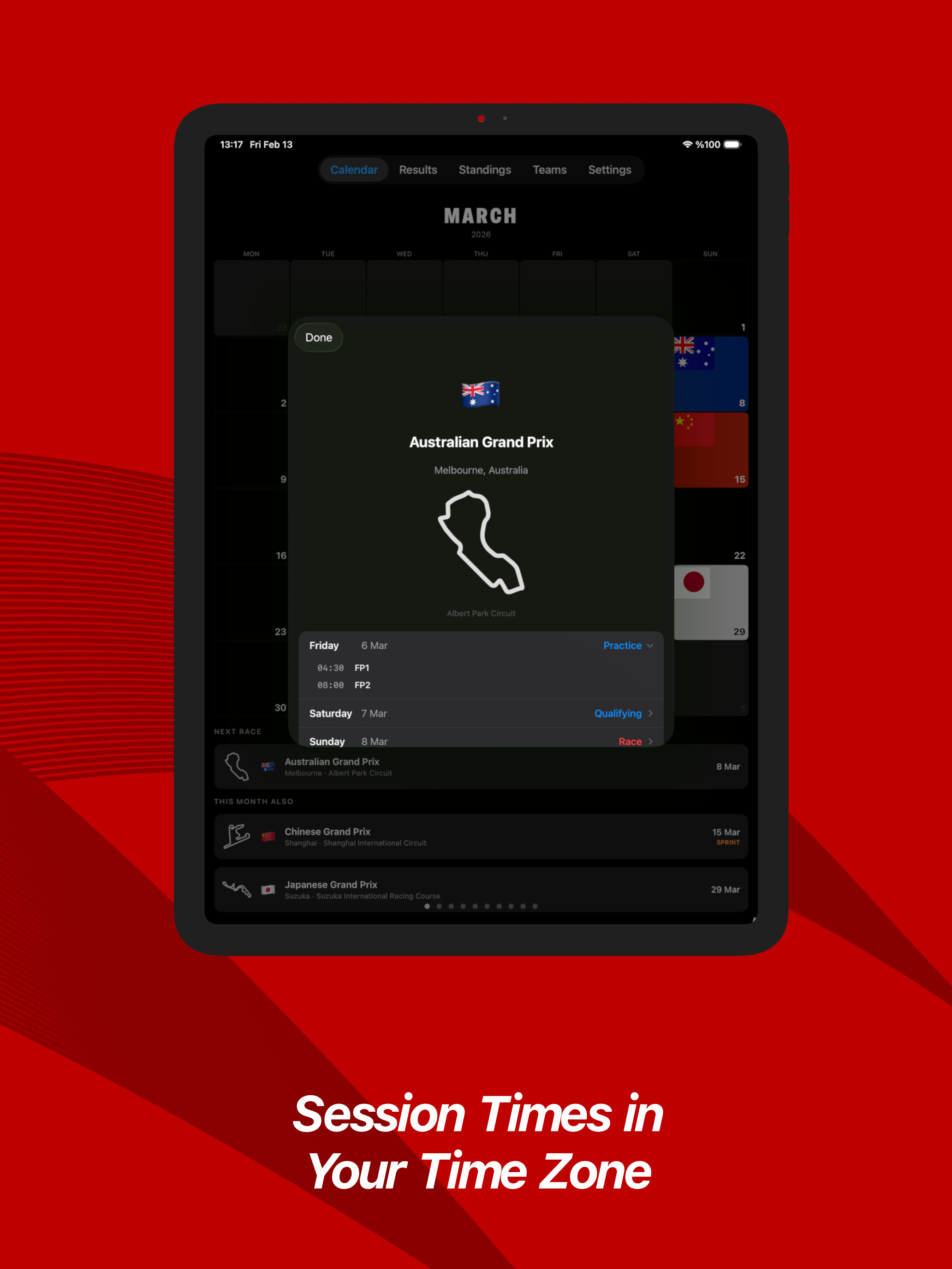 Formula GP Calendar 2026 screenshot 8