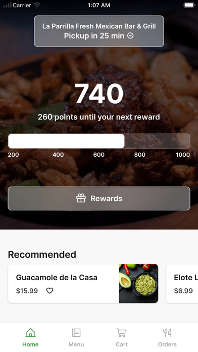 La Parrilla Fresh Mexican app screenshot