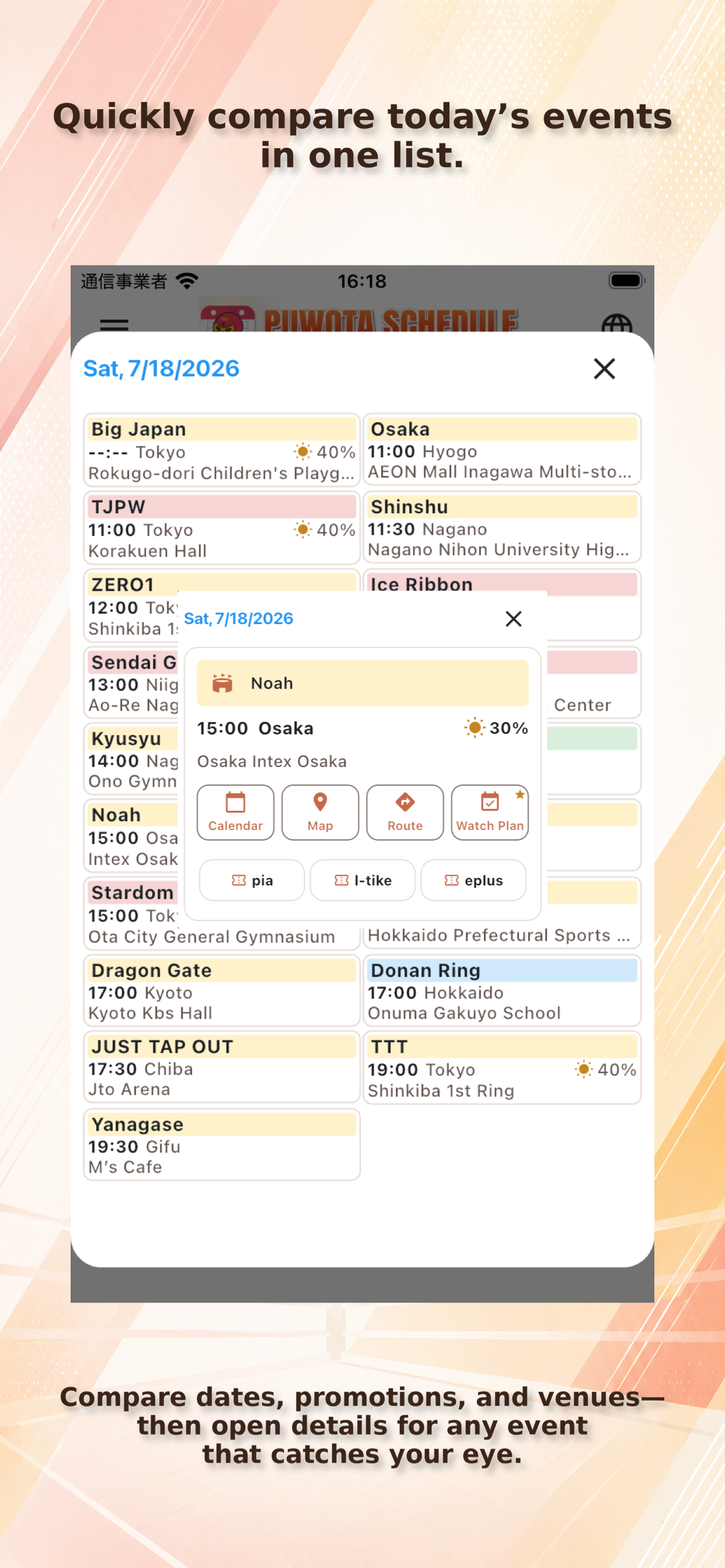 Puwota schedule screenshot 3