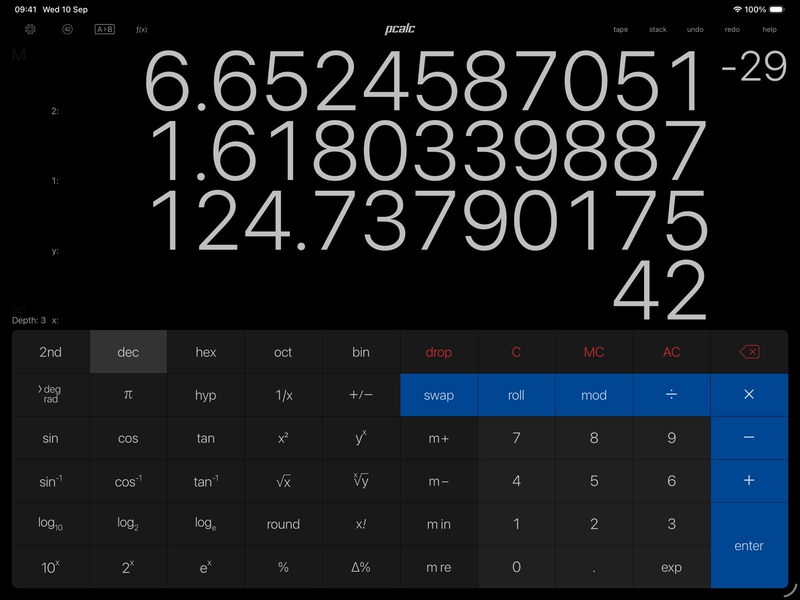 PCalc ipad screenshot 2