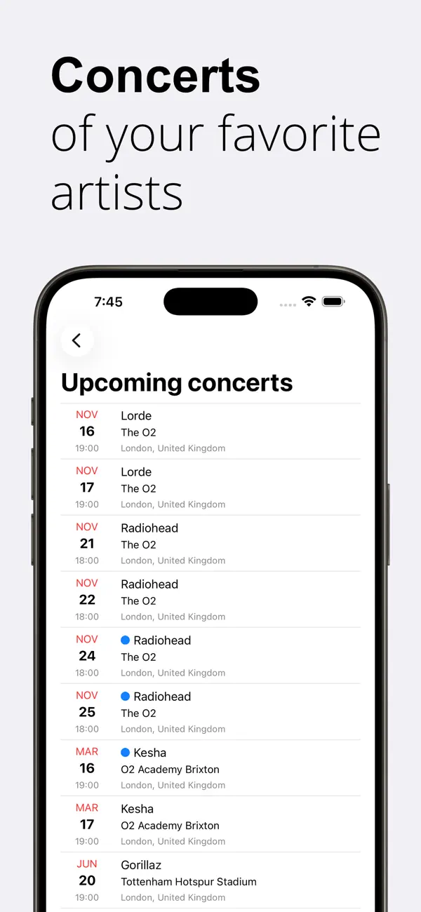#4. ArtistShot - Albums & Concerts (iOS) بواسطة: Nikolay Leonov