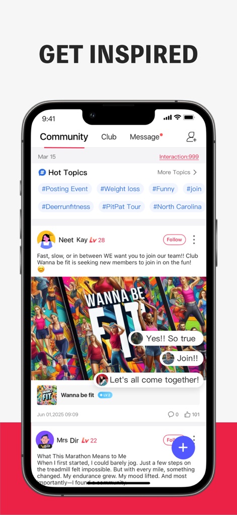 PitPat - Dive into the app's vibrant community feed, featuring trending "Hot Topics" hashtags and user-generated content that fosters sharing and social interaction.