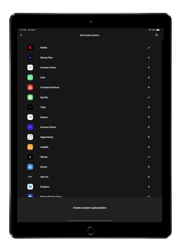 Subscriptions Manager iPad screenshot