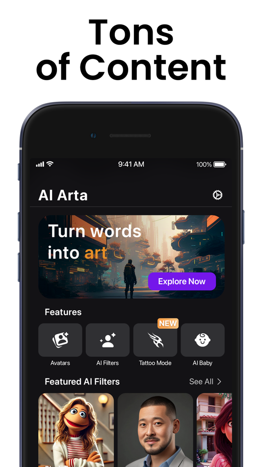 #6. AI Photo Generator: ARTA (iOS) Göre: AIBY