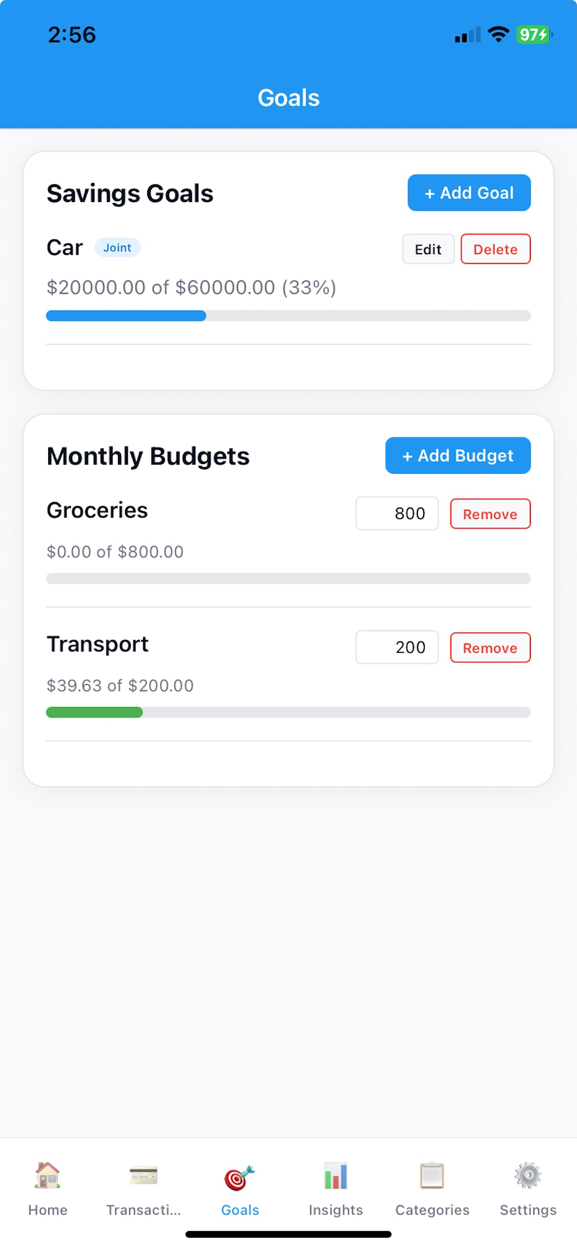 Budget Goal Tracker