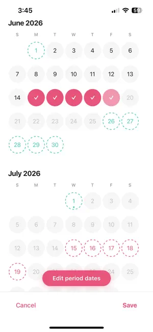 Lune Cycle Tracker screenshot 2