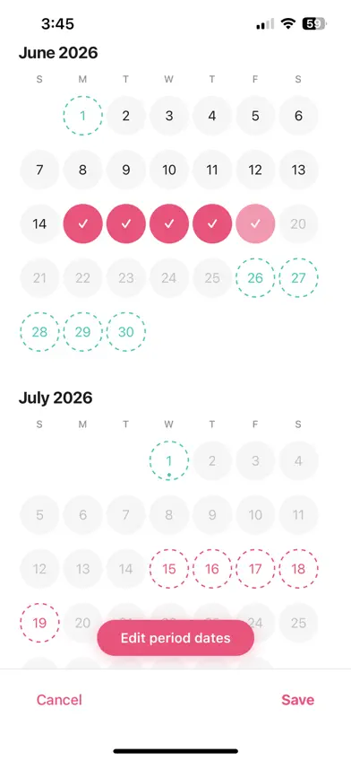 Lune Cycle Tracker screenshot 2