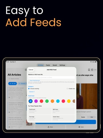 Simplio RSS Reader iPad screenshot