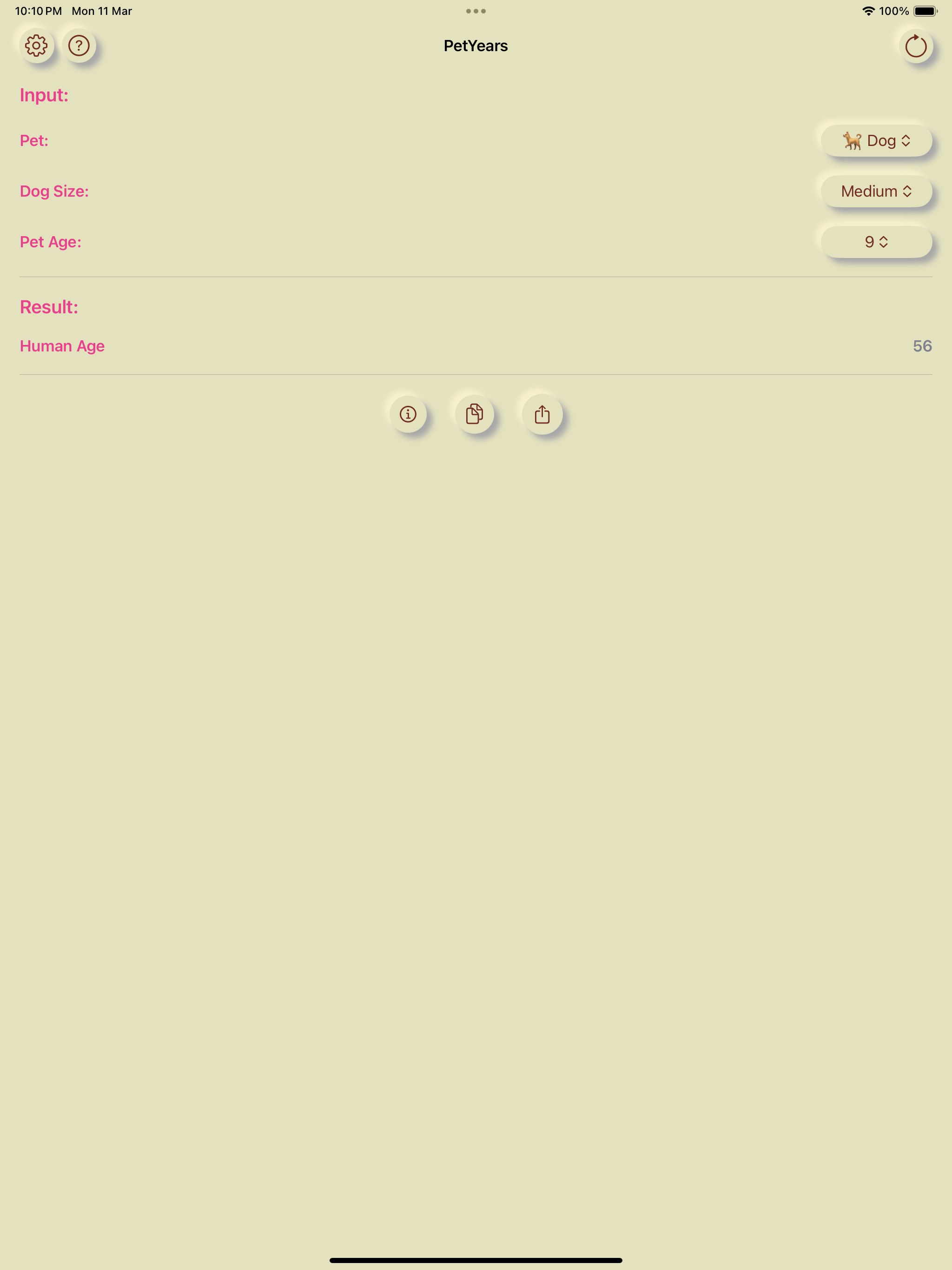 PetYears: Pet Age Calculator