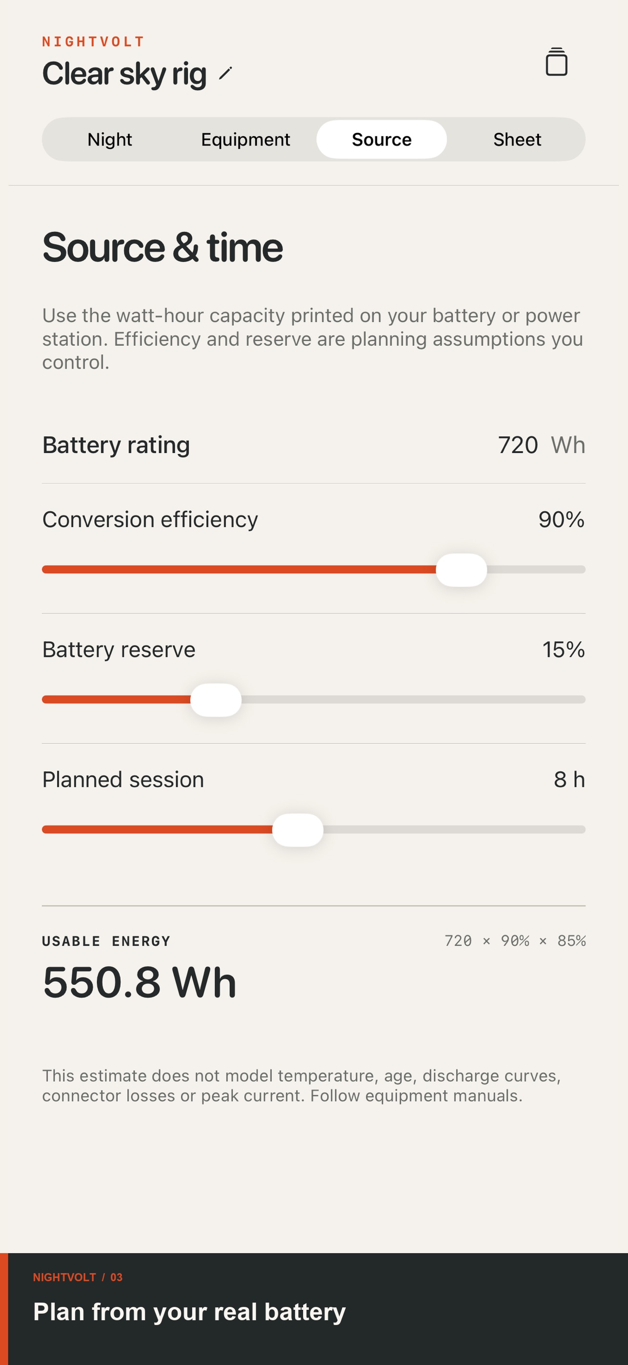 Screenshot 3 of Nightvolt Astro Power Planner