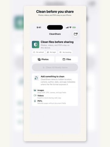 CleanShare: Metadata Cleaner iPad screenshot