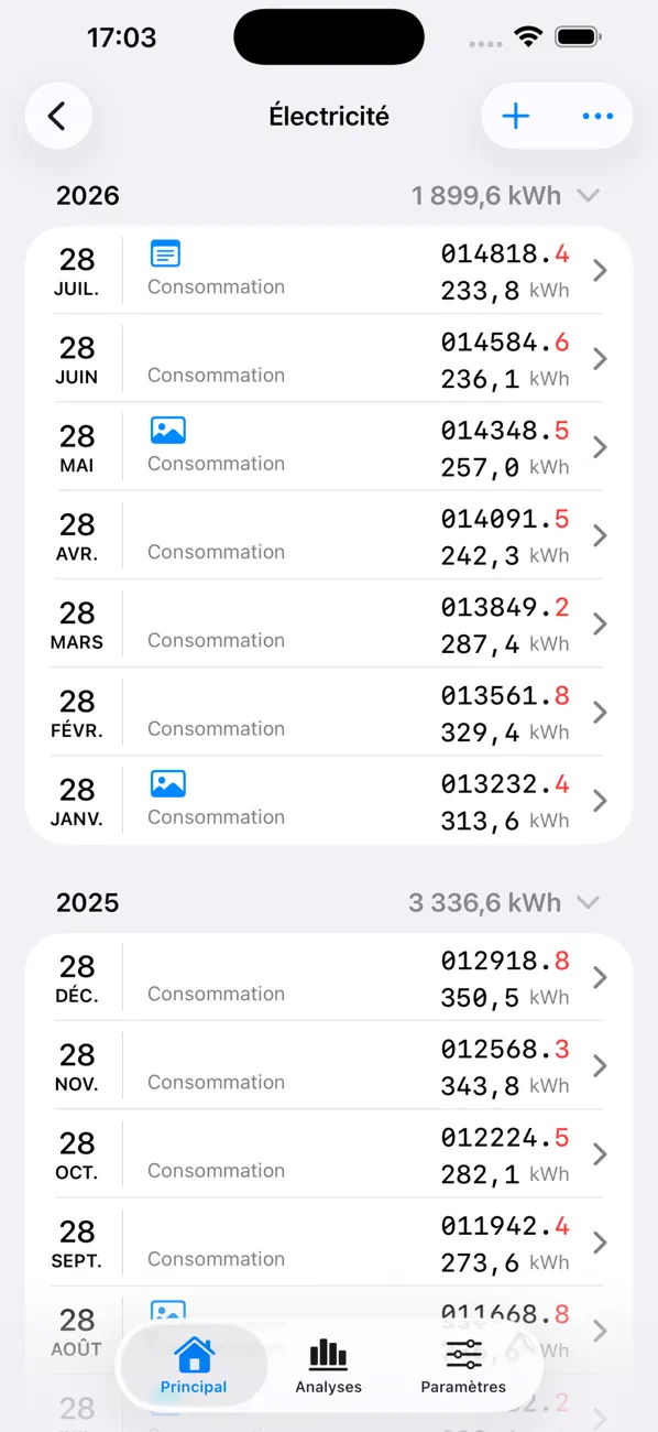Screenshot #3 pour Utility Meter Log – Compteurs