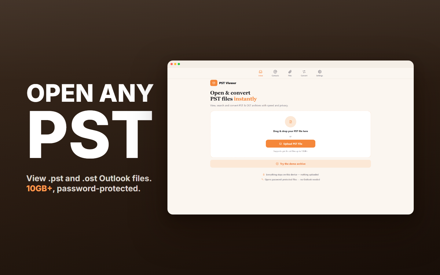PST Reader · Opener, Converter