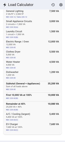 Electrical Load Calc NEC Screenshot 2 of 4