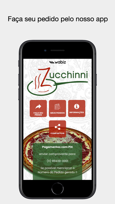 Zucchinni Pizzaria app screenshot