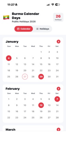 Burma Calendar Days screenshot