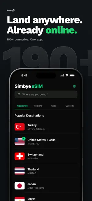 Simbye: Travel eSIM & Number screenshot 1