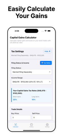 Capital Gains Calculator screenshot