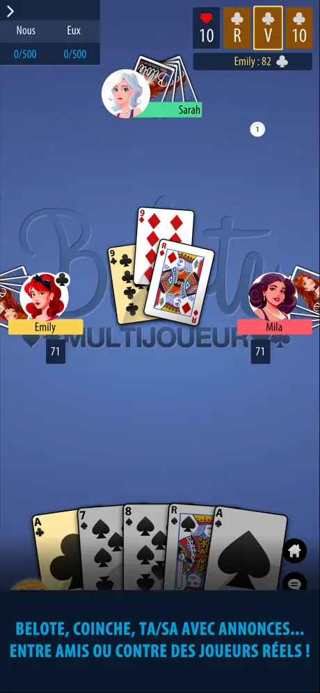 Belote & Coinche Multiplayer screenshot 2