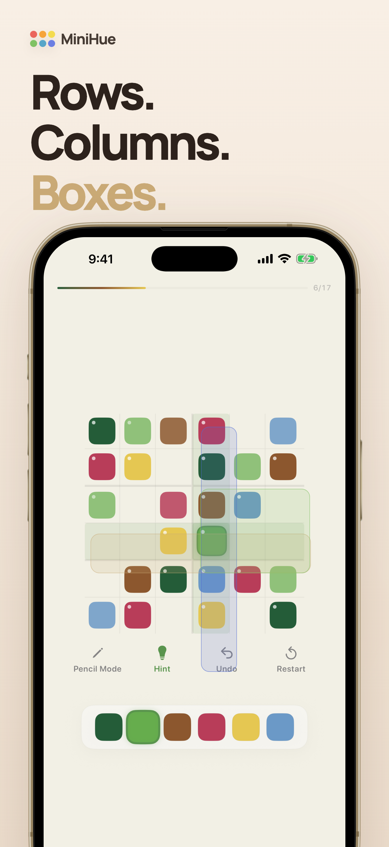 MiniHue: Color Mini Sudoku 6x6