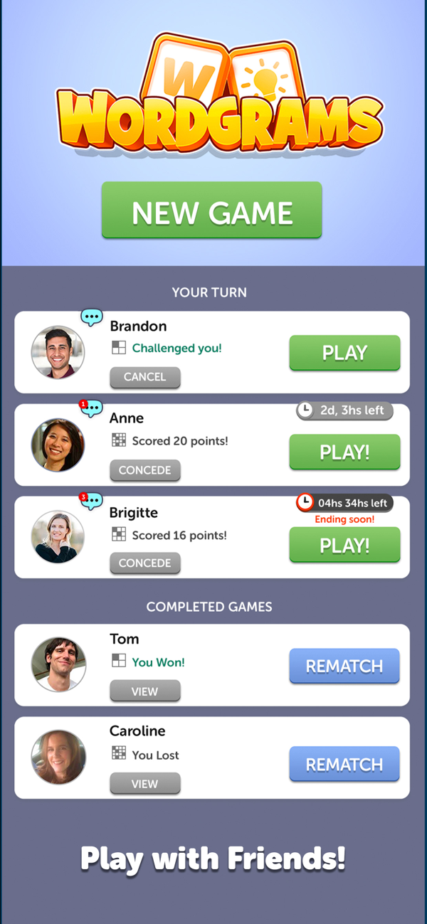 Wordgrams - Crossword & Puzzle - Wordgrams是一款创新的双人合作解谜游戏，结合斯堪的纳