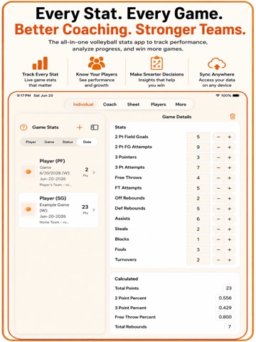 Basketball+ Stats & Scorebook iPad screenshot