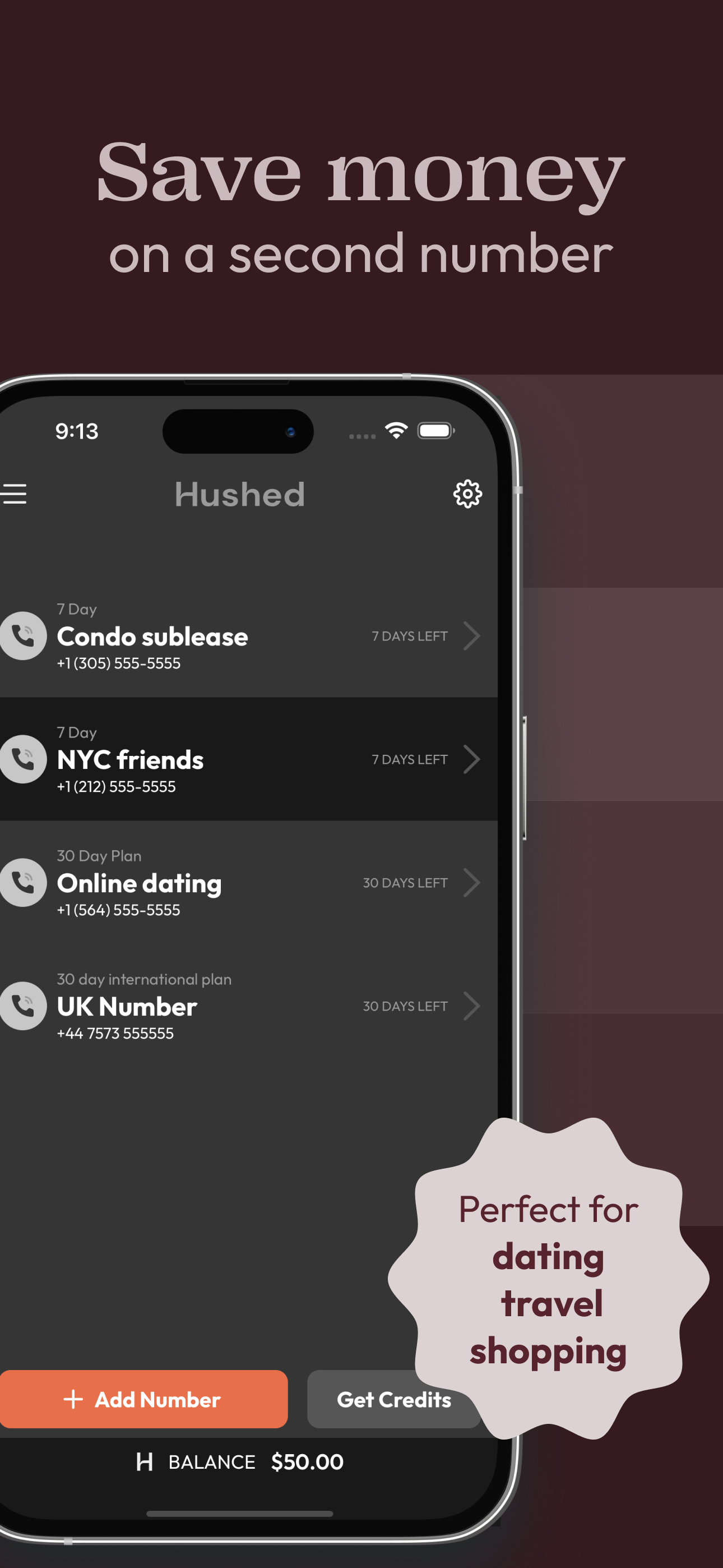 Hushed: US Second Phone Number
