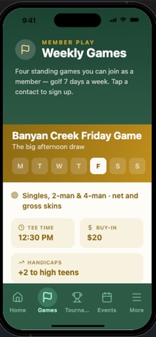 Banyan Creek ClubHub iPhone screenshot