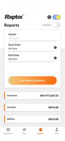 Raptor POS Dashboard screenshot
