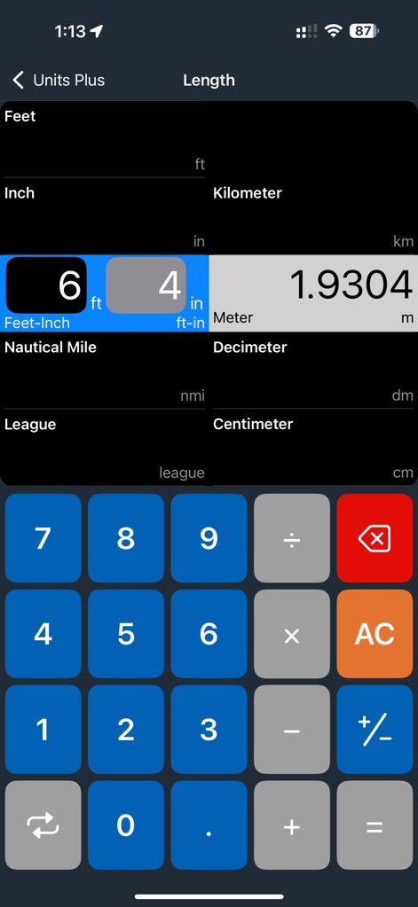 Unit Converter - Best Unit App - Perform dimensional conversions with ease, utilizing interactive input fields for units like feet and inches, and instantly viewing live metric conversion results.