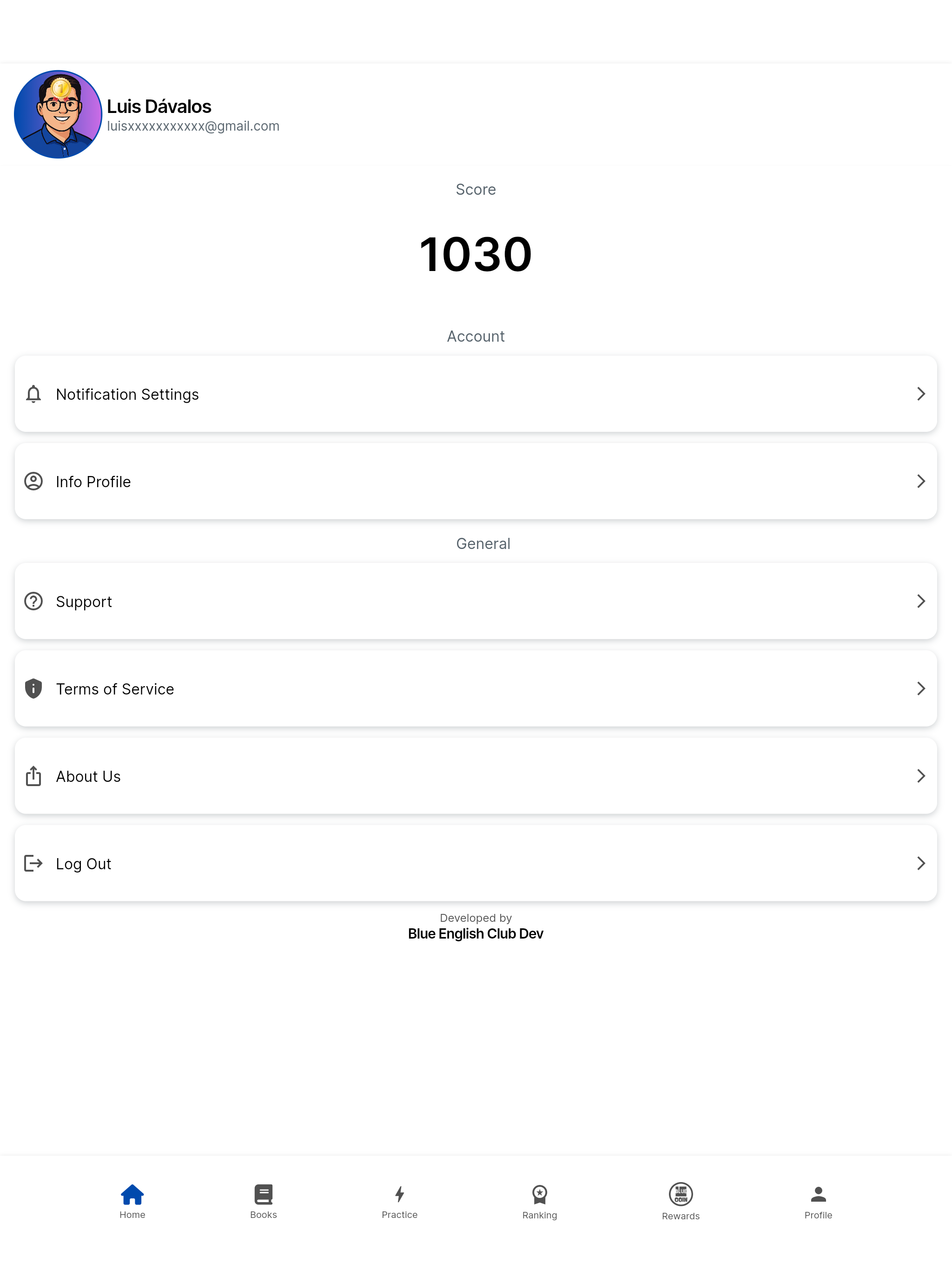 Blue English Club App