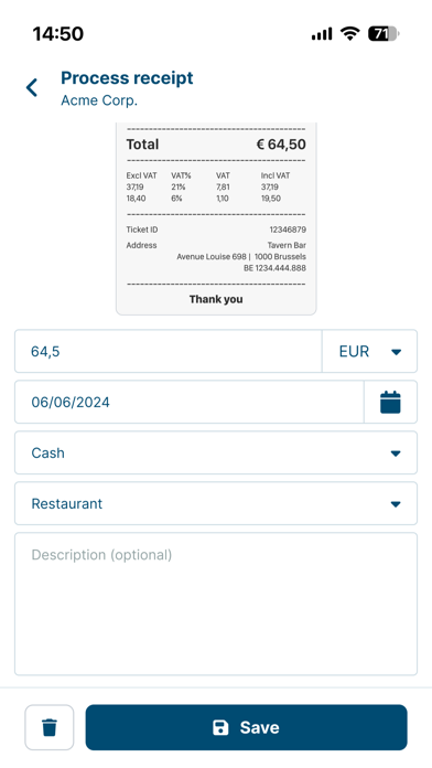 Billit Expenses Screenshot