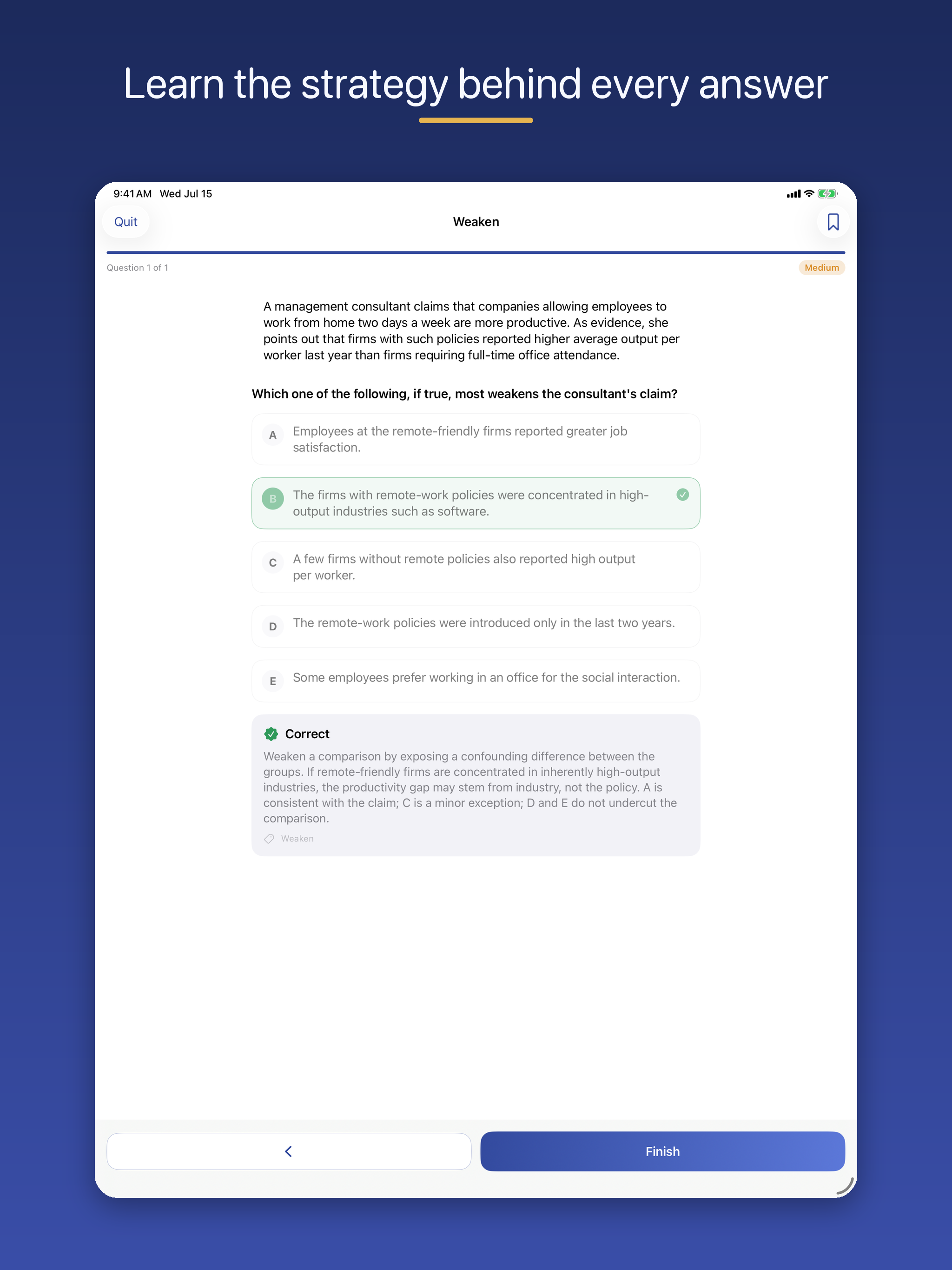 LSAT Test Prep: Practice Exam screenshot 8