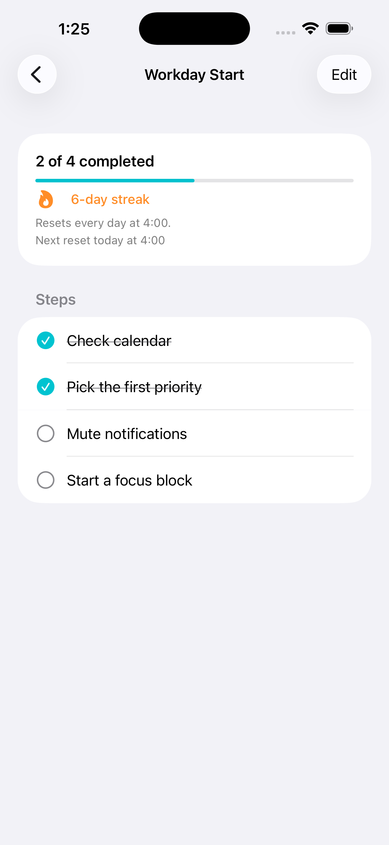 Daily Checklist: Routine Check