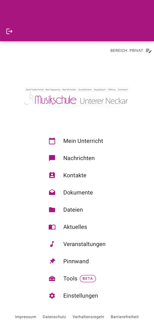 Screenshot #1 pour Musikschule Unterer Neckar