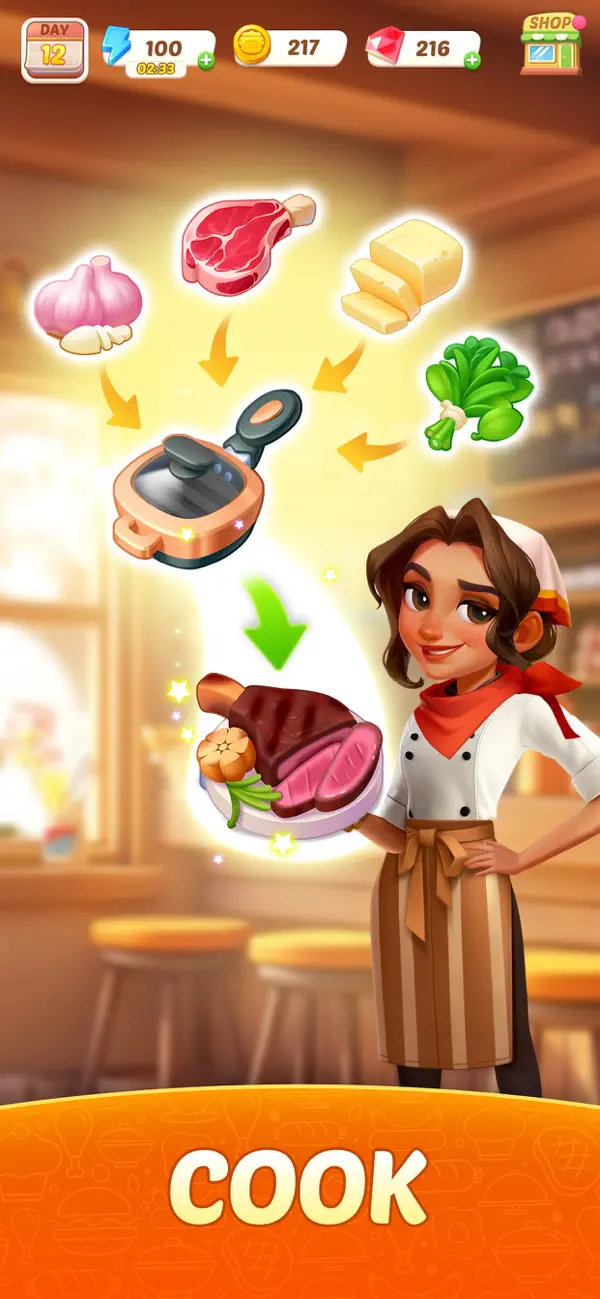 Flambé: Merge and Cook Hack screenshot 3 - game app interface