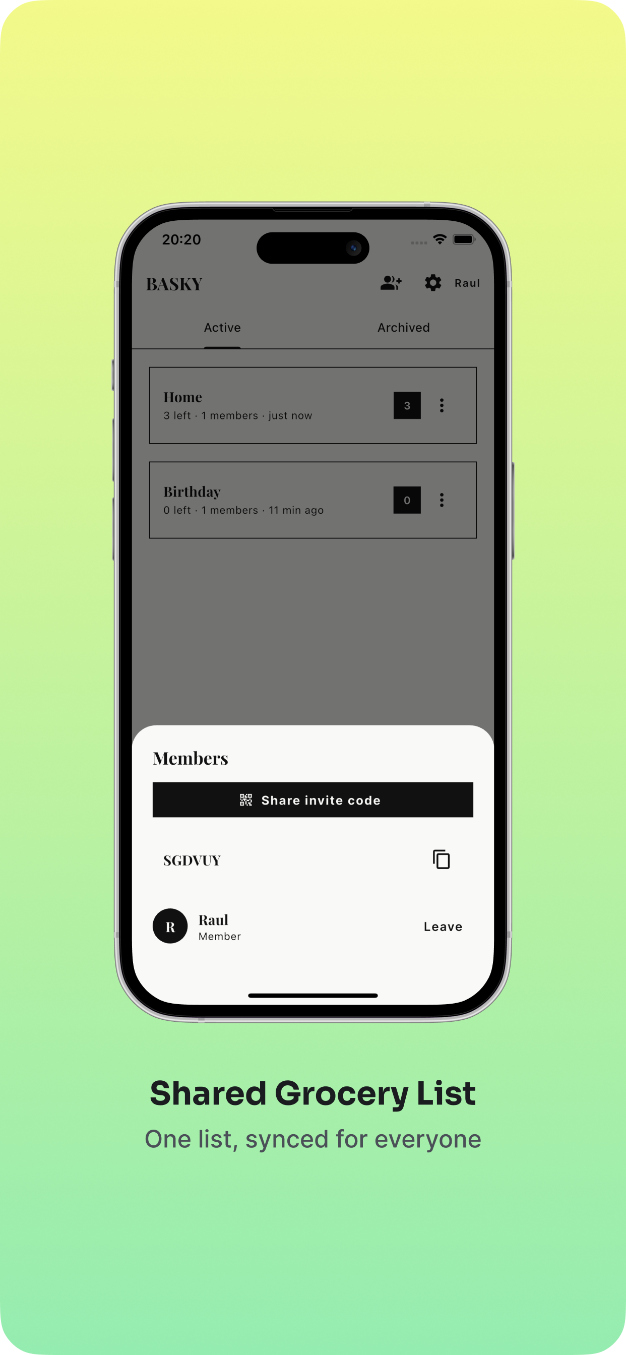 BASKY: Shared Grocery List