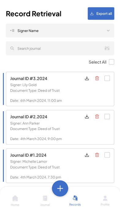 Notary Journal Screenshot